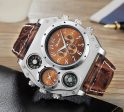 Mens Oulm Unique Top Brand Design Multi-function Multiple Time Zone Compas Luminous Water resistance Sports Chronograph Quartz Watch Supply