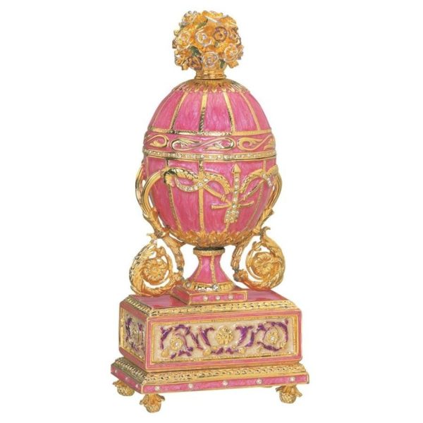 Easter Imperial Romanov Style  Pink Rose Enameled  Egg Katrina Supply