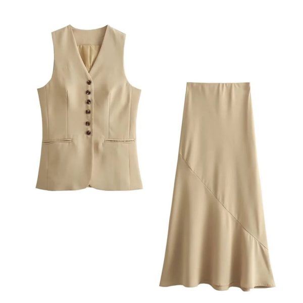 Cynthia Statement Vest Suit with Skirt Cheap