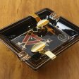 Montecristo Luxury Style Hand Made Elegant Fine Ceramic Gold Plated Two Slots Cigars Black Ashtrays Discount