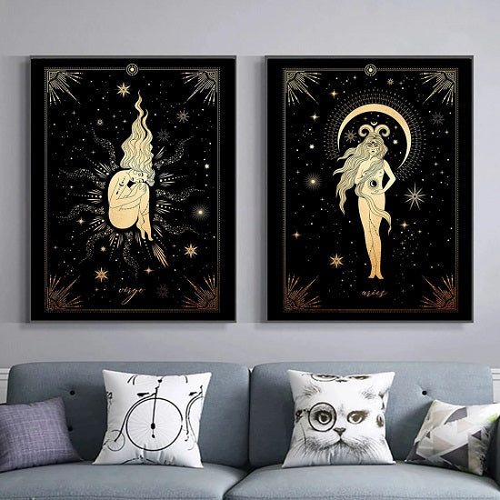 Wall Art Canvas Zodiac Signs Poster is a Stunning Addition to Any Modern Home Decor Fashion