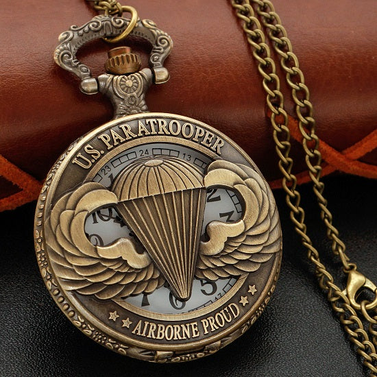 Combat Squadron Airborne Special Bronze Quartz Movement Pocket Watch Sale