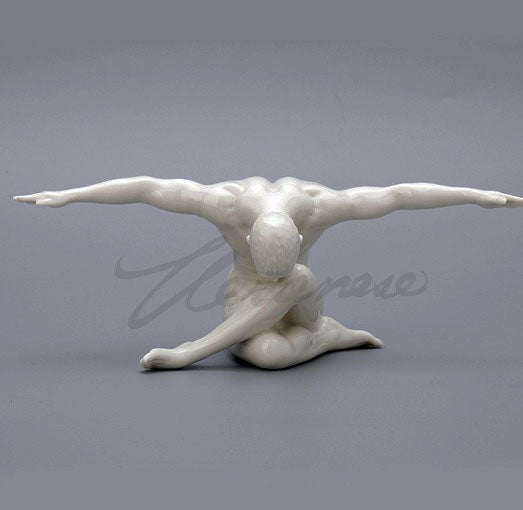 Modern Art Series Nude Male Fly Away Ceramic Statue Abstract Naked Body Art Sculpture For Sale