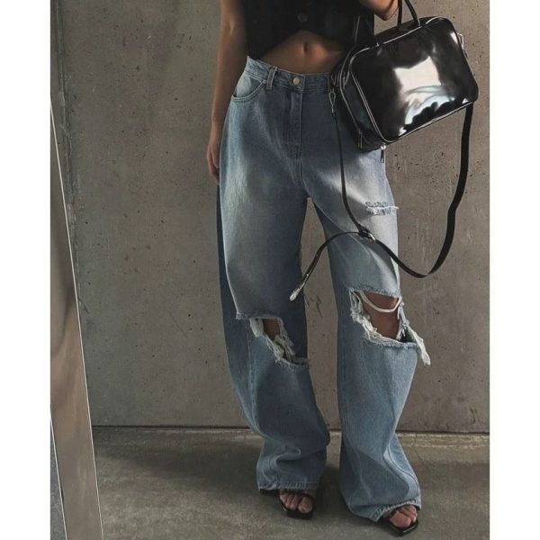 Mocha Cropped Statement Denim Jeans For Cheap