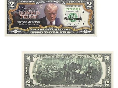 President Donald Trump  Historic United States Money Two Dollars Paper Banknotes Collection Decorative Gift For Sale