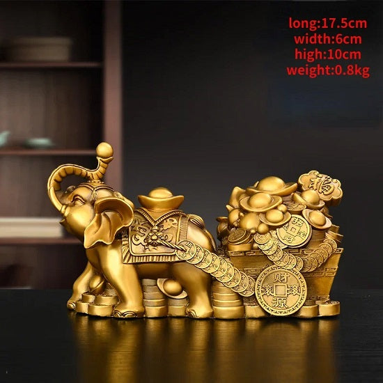 Bronze Fortune Elephant  Pulling Gold  to Your Home For Welth, Happiness and Prosperity Online Hot Sale