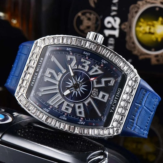 Men s  FRANCK MULLER Vanguard Yachting Swiss Geneva Style With Rhinestones High Quality Multifunction Chronograph Sports Quartz Watch For Cheap