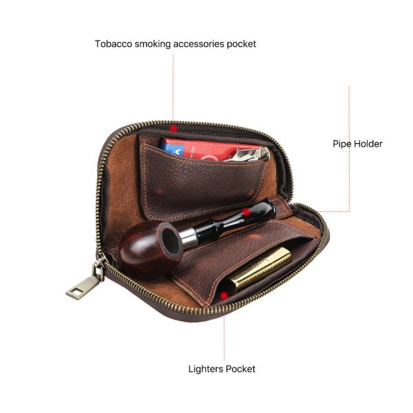 Genuine Lather High-quality Case Bag for Pipes Filters and Lighters Sale