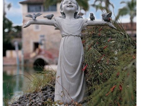 Little Girl  With Birds Statue Garden Statue For Sale