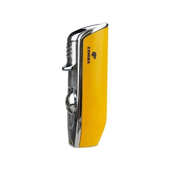 Private Collection COHIBA Lighter Metal 3 Jet Torch Lighter with Sharp Lighter Cigar Cutter Cheap