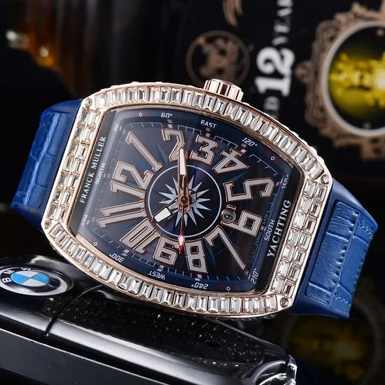 Men s  FRANCK MULLER Vanguard Yachting Swiss Geneva Style With Rhinestones High Quality Multifunction Chronograph Sports Quartz Watch For Cheap