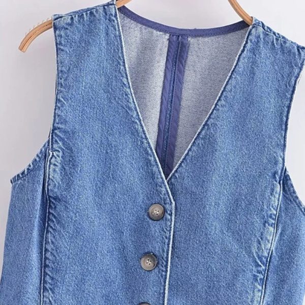 Cairo Denim Statement Vest Tops Online now