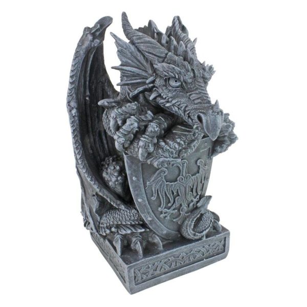 Arthurian Medieval Dragon Garden Statue With Shield By Artist Gary Chang Sale