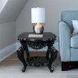 Rococo Style Ebony Rose Hand-Carved Mahogany Side Table on Sale