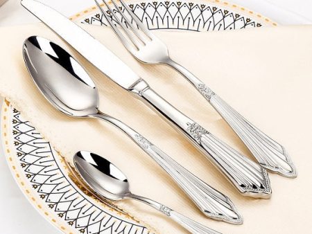 Silver Plated Flatware Set Dishwasher Safe Cutlery Antique Silverware For Discount