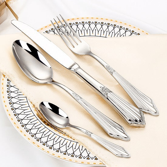 Silver Plated Flatware Set Dishwasher Safe Cutlery Antique Silverware For Discount