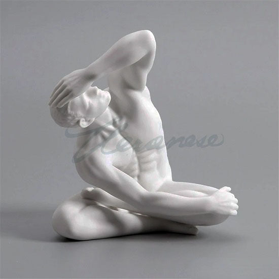 Modern Art Series Nude Male Yoga Gymnastics Ceramic Statue Abstract Naked Body Art Sculpture For Discount