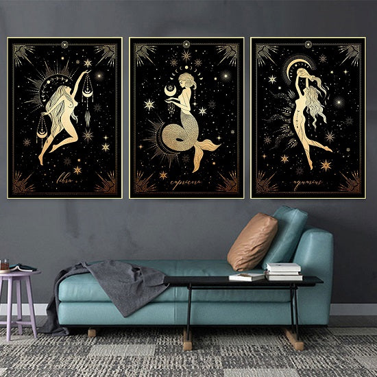 Wall Art Canvas Zodiac Signs Poster is a Stunning Addition to Any Modern Home Decor Fashion