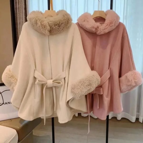 Violetta Premium Winter Capes with Fur Detailing Online Hot Sale