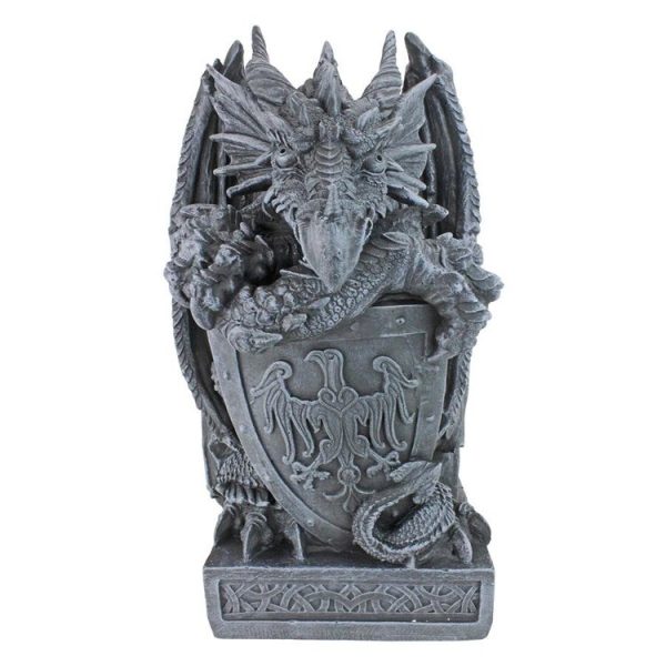 Arthurian Medieval Dragon Garden Statue With Shield By Artist Gary Chang Sale