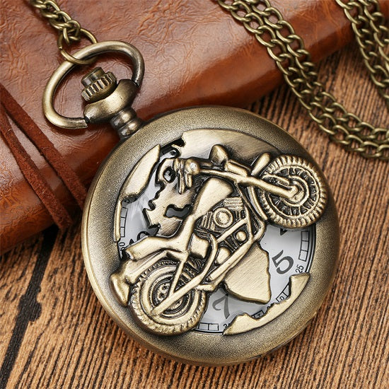 Bronze Vintage Retro Motorbikers Pocket Watch Motorcycle Cheap