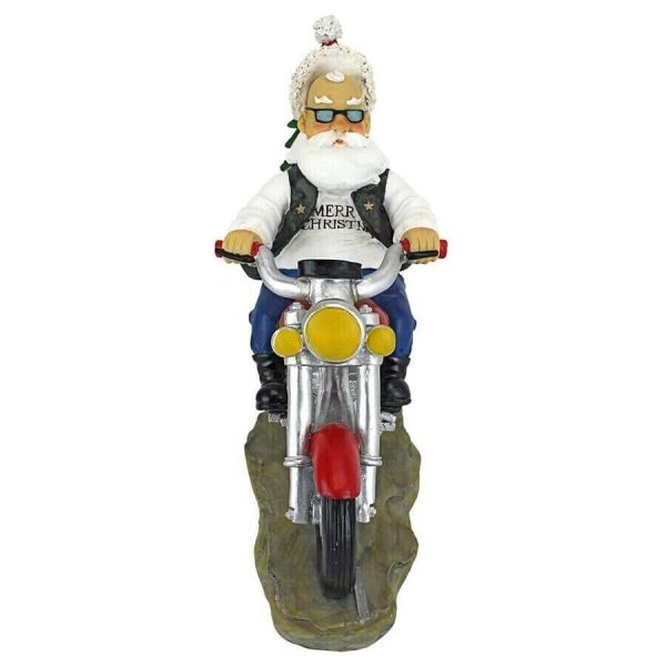 Christmas Santa Biker With Gifts Desktop Statue For Sale