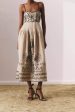 Jamie Embroidered Holiday Midi Dress in Beige - Luxe Collection Online Sale