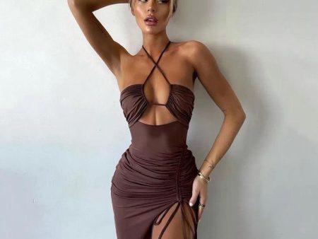 Delsa Strappy Midi Slit Dress For Sale