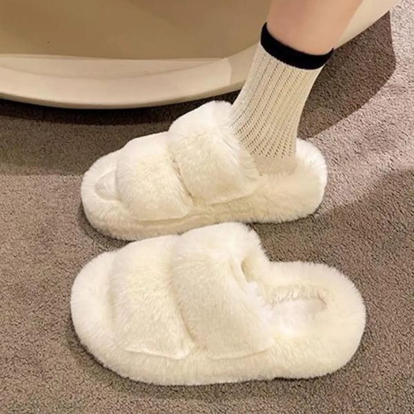 Mia Cute  Fuzzy Slippers in White Supply