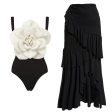 Camellia Rosette Swimsuit with Ruffled Skirt Discount