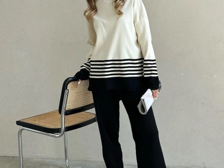 Ariana Striped Premium Winter Coord Set - Tracksuit on Sale