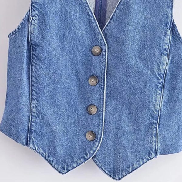 Cairo Denim Statement Vest Tops Online now