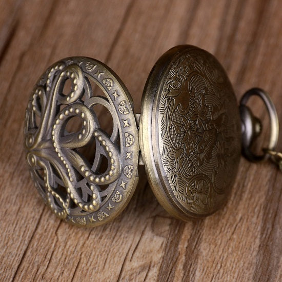 Bronze Octopus  Quartz Movement Pocket Watch on Sale