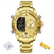 Mens Top Brand Newest Design Multi-function Chronograph Tachymeter Quartz Alarm Digital Waterproof Luminous  Gold Gold Watch Online Hot Sale