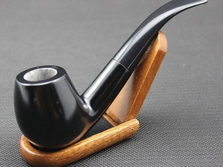 Top Quality Solid Black Ebony Blackwood Handmade Bent Type Pipe with Box Of Filters, Pouch and Holder For Discount