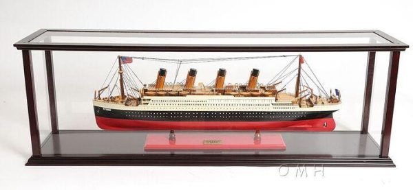 Display Case Large Wood with Plexiglass Panels Table Top Cabinet for Ocean Liner, Cruise Ship Models Cheap