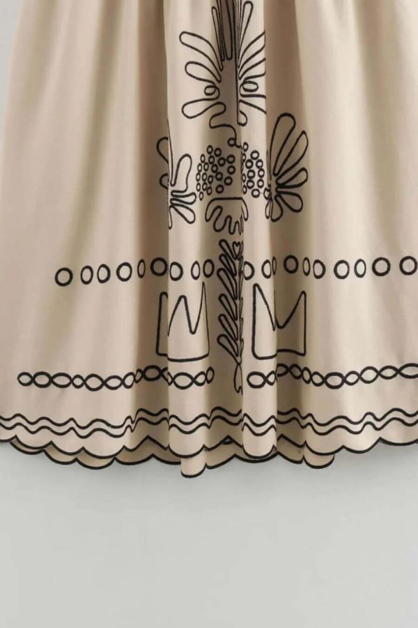 Jamie Embroidered Holiday Midi Dress in Beige - Luxe Collection Online Sale