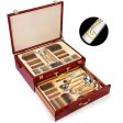 Versace Style Royal  Gold Plated Stainless Steel Cutlery Silverware 72_84 piece Set in Wood Box Online