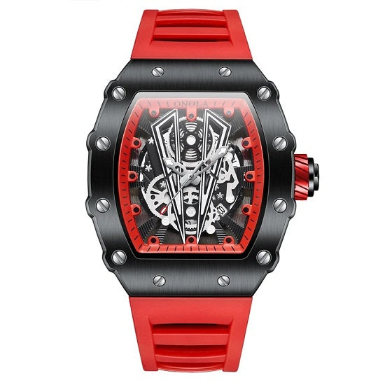 Mens Hublot Swiss Style Top Brand Tonneau Holow Dial Design  Luxury Multi-function Chronograph Quartz Watch Online