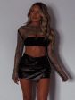 Athena Black Mesh Rhinestone Crop Top Fashion