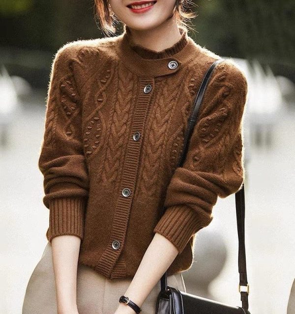 Beret Woolen Statement Cardigan For Cheap