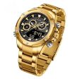 Mens Top Brand Military Grade  Multi-function Chronograph Quartz Alarm Digital Waterproof Luminous  Gold Black Watch Supply