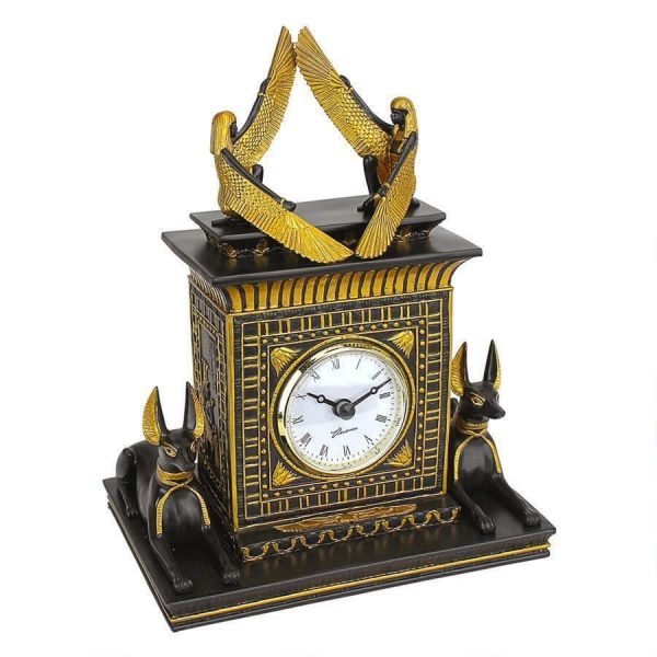 Egyptian Temple of God Anubis Sculptural  Desktop Clock Cheap