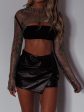 Athena Black Mesh Rhinestone Crop Top Fashion