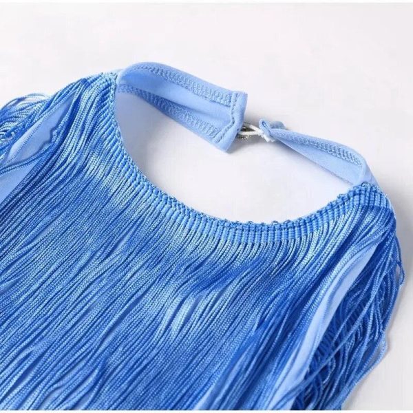 Blue Hue Tasseled Statement Dress Online Hot Sale