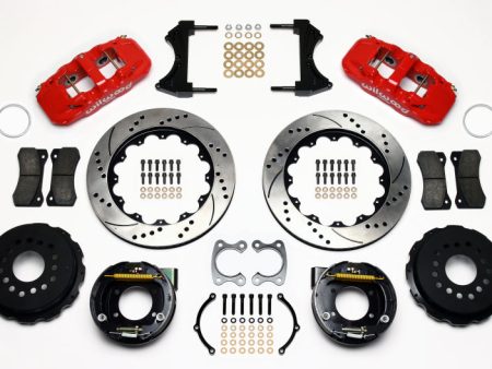 Wilwood AERO4 Rear P-Brake Kit 14.00in Drilled Red Small Ford 2.66in Offset Discount