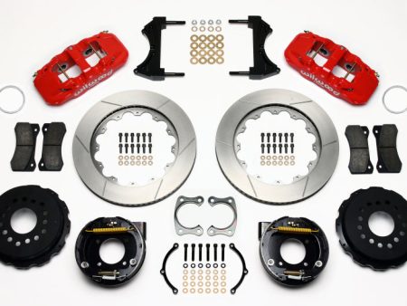 Wilwood AERO4 Rear P-Brake Kit 14.00in Red Chevy 12 Bolt w  C-Clips For Sale