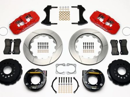 Wilwood AERO4 Rear P-Brake Kit 14.00in Red Chevy 12 Bolt-Spec 3.15in Brng Fashion