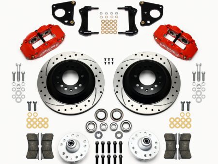 Wilwood Narrow Superlite 6R Front Hub & 1PC Rtr Kit 12.88in Dril -Red 62-72 CDP B & E Body-Drum Online Hot Sale