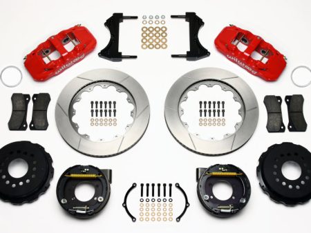 Wilwood AERO4 Rear P-Brake Kit 14.00in Red Ford 8.8 w 2.5in Offset-5 Lug Discount